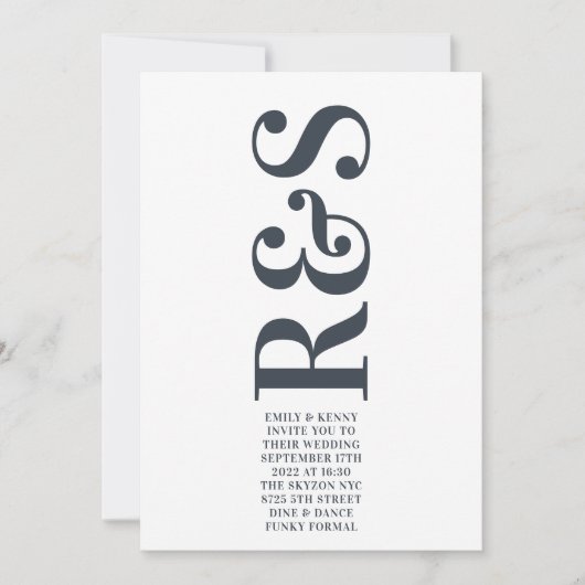 Big Monogram Modern Bold Simple Wedding Kaart (Voorkant)