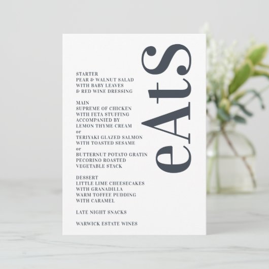 Big Monogram Modern Bold Simple Wedding Menu (Staand voorkant)