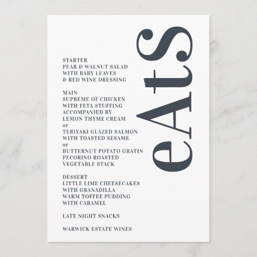Big Monogram Modern Bold Simple Wedding Menu (Voorkant)