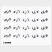 Big Monogram Modern Bold Simple Wedding Ronde Sticker (Vel)