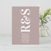 Big Monogram Modern Bold Taupe Wedding Kaart (Staand voorkant)