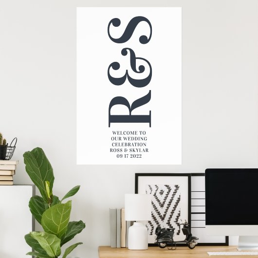 Big Monogram Modern Simple Poster (Thuiskantoor)