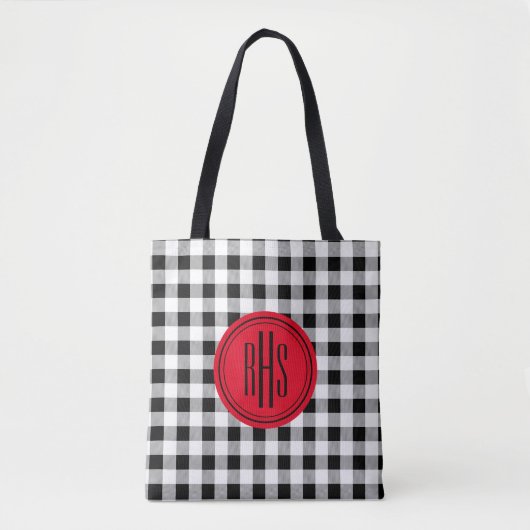 Big Monogram op Buffalo Check Schouder Canvas tas (Voorkant)