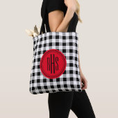 Big Monogram op Buffalo Check Schouder Canvas tas (Dichtbij)