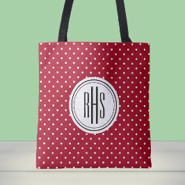 Big Monogram op de Rode Witte Zwitserse Stippen Sc Tote Bag