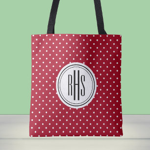 Big Monogram op de Rode Witte Zwitserse Stippen Sc Tote Bag