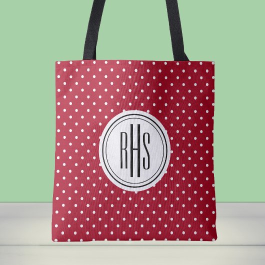 Big Monogram op de Rode Witte Zwitserse Stippen Sc Tote Bag