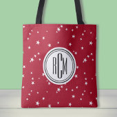 Big Monogram op Red White Stars Schouder Canvas ta Tote Bag