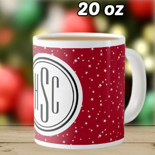 Big Monogram Rood en Witte Stars Grote Koffiekop