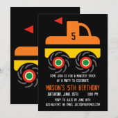Big Monster Truck Birthday Party Kaart (Voorkant / Achterkant)