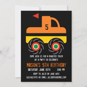Big Monster Truck Birthday Party Kaart