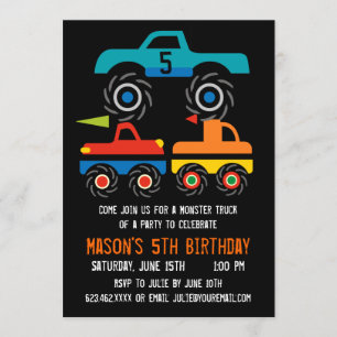 Big Monster Trucks Birthday Party Kaart