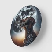 Big Moon Nighttime Sky GSP Dog Kleurrijk Ronde Klok (Hoek)