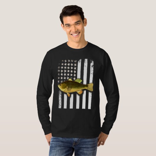 Big Mouth Bass American Flag USA Large Mouth Bass T-shirt (Voorkant volledig)