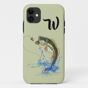 Big Mouth Bass Fish Jumping Monogram Case-Mate iPhone Case