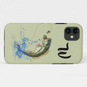 Big Mouth Bass Fish Jumping Monogram Case-Mate iPhone Case (Achterkant (horizontaal))