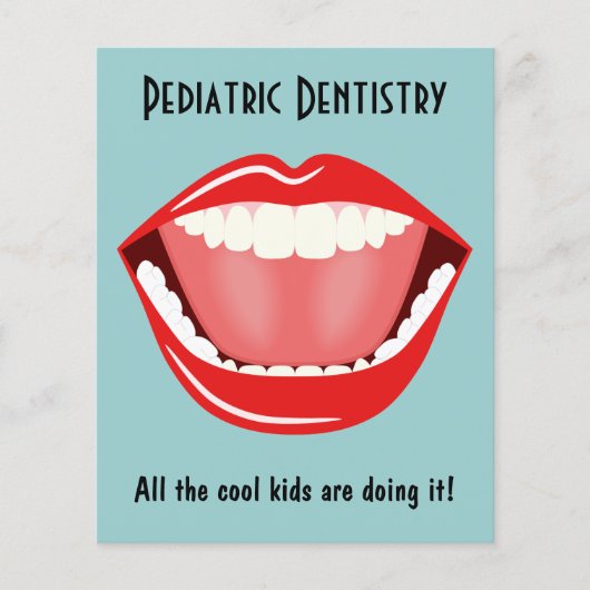 Big Mouth Small Dentist Dentistry Dental Blue Flyer (Voorkant)