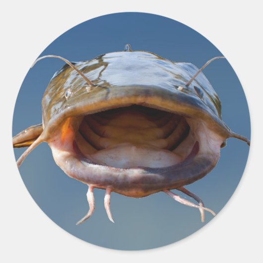 Big Mouth Vist Ronde Sticker (Voorkant)