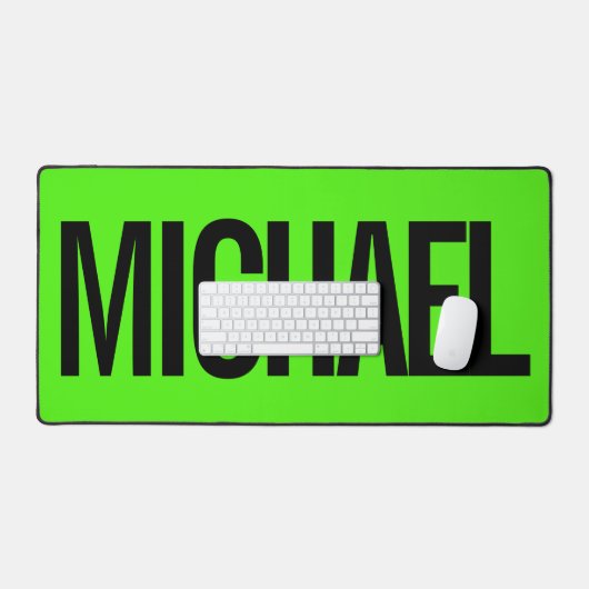 Big neon green mouse pad with custom name (Keyboard & Muis)