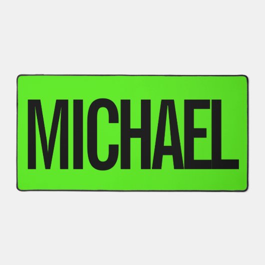 Big neon green mouse pad with custom name (Voorkant)