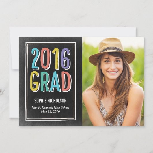 Big News Afstuderen Aankondiging uitnodiging Chalk (Voorkant)