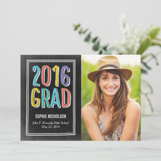 Big News Afstuderen Aankondiging uitnodiging Chalk (Staand voorkant)