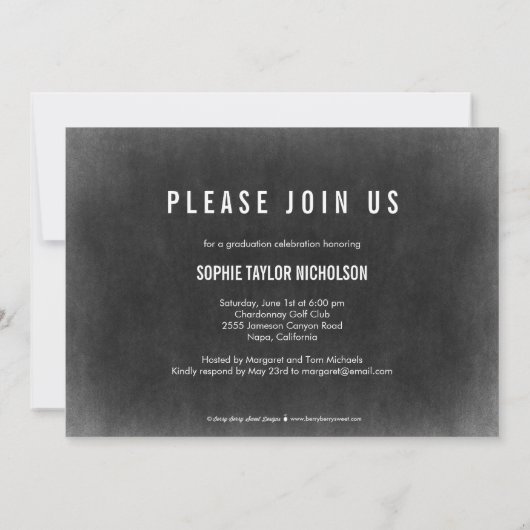 Big News Afstuderen Aankondiging uitnodiging Chalk (Achterkant)