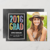 Big News Afstuderen Aankondiging uitnodiging Chalk (Voorkant / Achterkant)