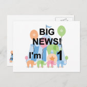 Big News Circus 1st Birthday T-shirts en cadeautje Briefkaart (Voorkant / Achterkant)
