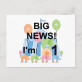 Big News Circus 1st Birthday T-shirts en cadeautje Briefkaart (Voorkant)