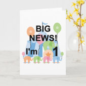 Big News Circus 1st Birthday T-shirts en cadeautje Kaart (Gele Bloem)