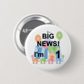 Big News Circus 1st Birthday T-shirts en cadeautje Ronde Button 5,7 Cm (Voorkant /achterkant)