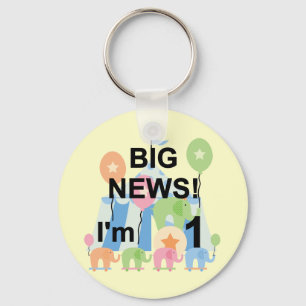 Big News Circus 1st Birthday T-shirts en cadeautje Sleutelhanger