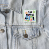 Big News Circus 1st Birthday T-shirts en cadeautje Vierkante Button 5,1 Cm (In situ)