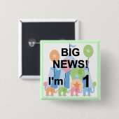 Big News Circus 1st Birthday T-shirts en cadeautje Vierkante Button 5,1 Cm (Voorkant /achterkant)