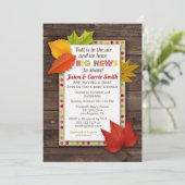 Big News Fall verlaat Baby shower Invitation Kaart (Staand voorkant)