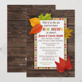 Big News Fall verlaat Baby shower Invitation Kaart (Voorkant / Achterkant)