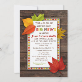 Big News Fall verlaat Baby shower Invitation Kaart