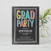 Big News Graduation Party Invitation Chalk Kaart (Staand voorkant)