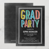 Big News Graduation Party Invitation Chalk Kaart (Voorkant / Achterkant)