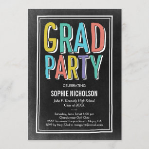 Big News Graduation Party Invitation Chalk Kaart