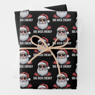 Big Nick Energie Kerst Santa Zonnebril Kerstmis Inpakpapier Vel