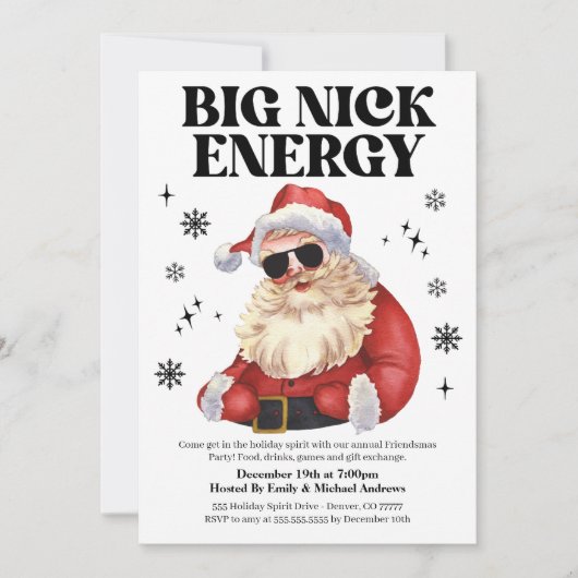 Big Nick Energy Friendsmas Christmas Party Invite Kaart (Voorkant)