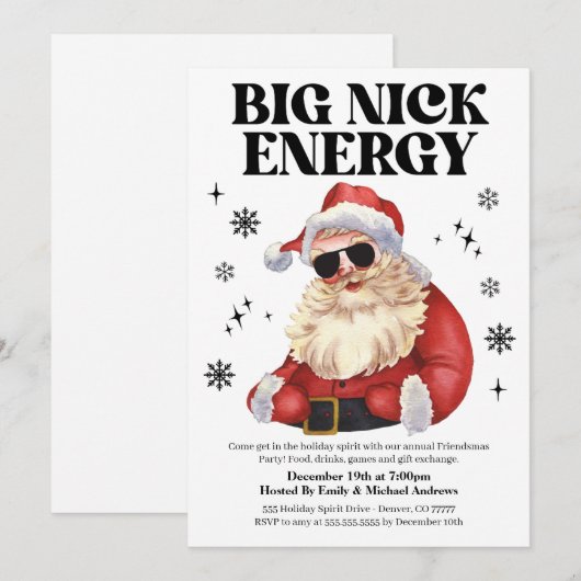 Big Nick Energy Friendsmas Christmas Party Invite Kaart (Voorkant / Achterkant)