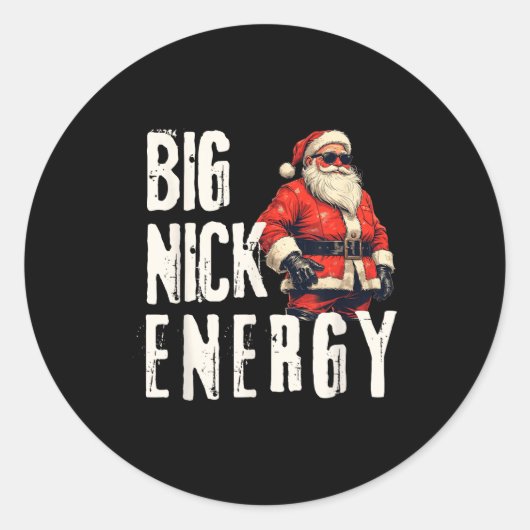 Big Nick Energy Funny Santa Christmas Ronde Sticker (Voorkant)