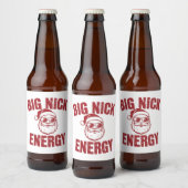 Big Nick Energy Funny Santa Rude Kerstgrap Bier Etiket (Flessen)