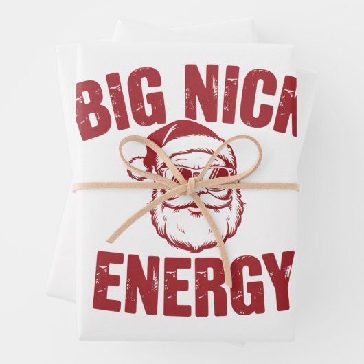 Big Nick Energy Funny Santa Rude Kerstgrap Inpakpapier Vel (In situ)