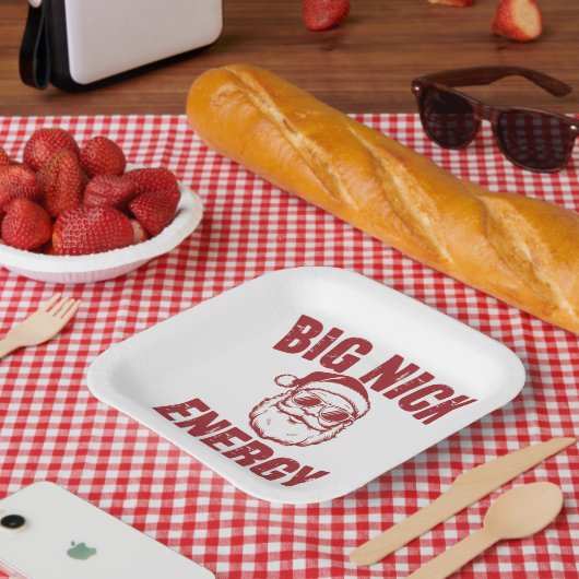 Big Nick Energy Funny Santa Rude Kerstgrap Papieren Bordje (Picknick)