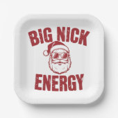 Big Nick Energy Funny Santa Rude Kerstgrap Papieren Bordje (Voorkant)