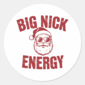 Big Nick Energy Funny Santa Rude Kerstgrap Ronde Sticker (Voorkant)